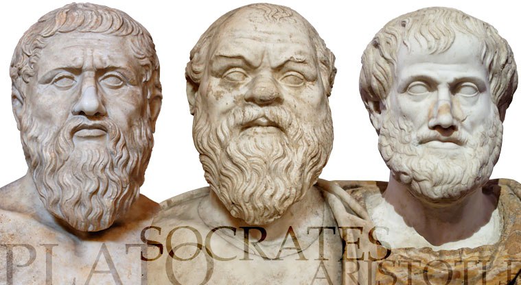 Filósofos: Aristóteles, Sócrates y Platón